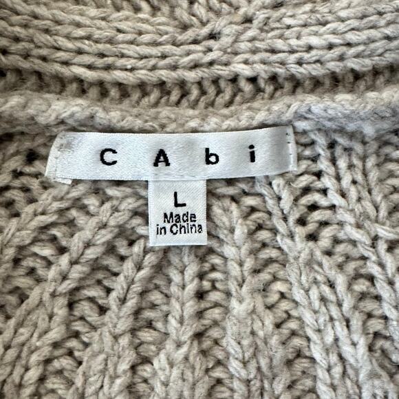 Cabi Sweater Vest Size Large Boho Textured Chunky Knit Beige Long Open Front - Picture 2 of 12